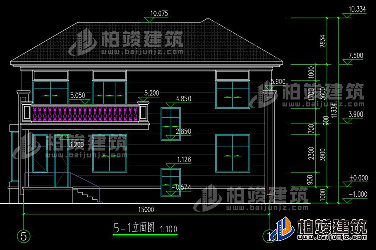 农村25万别墅款式二层自建房设计图，外观简约大气BZ2513-简欧风格